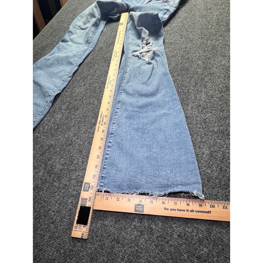 American Eagle Super High-Rise Flare Jeans Light Wash Distressed Size 4 Long - Picture 6 of 14